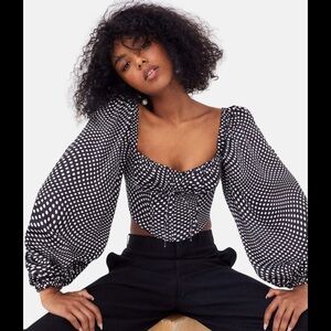 For Love And Lemons Kat Polka Dot Blouse Corset- Small